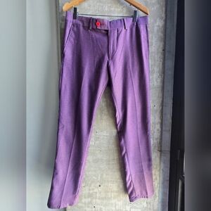 DJ PLUS MENSWEAR slim fit dress pants, purple patterned, size 32